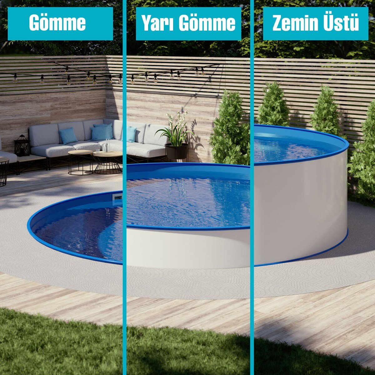 Yetişkin HavuzSermed HavuzPrefabrik Çoçuk Havuz Set 7 M Çap + Kurulum + Nakliye Bora / havuz.com.tr