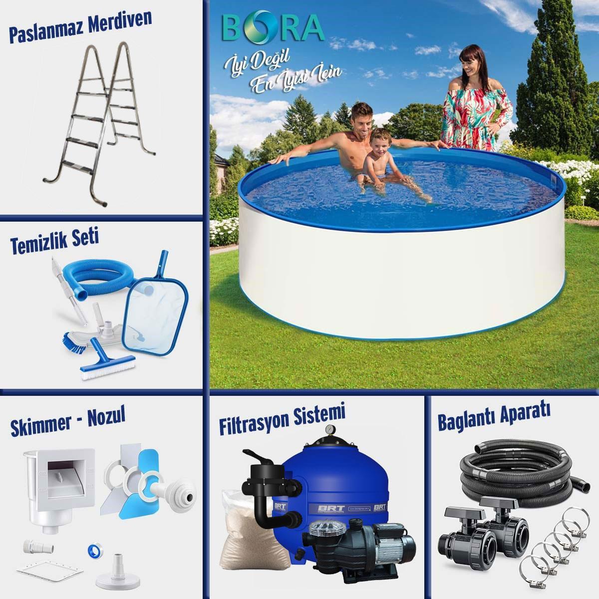 Yüzme Havuzu Bora Silver Set Zemin Üstü | Bora Havuz | Yüzme Havuzu Bora Silver Set Zemin Üstü - Havuz.com.tr