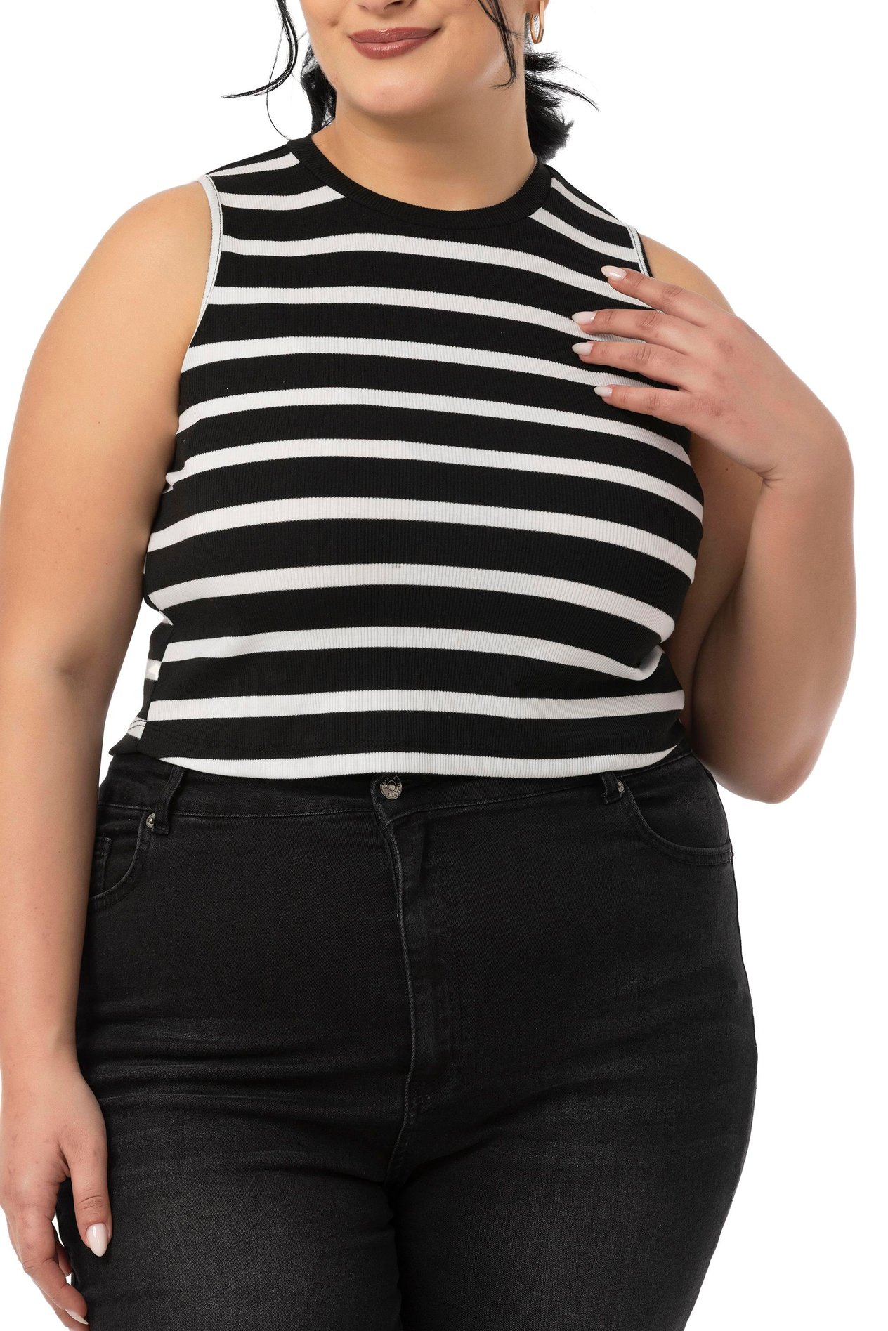 Body | TopsDisentis Modest Büyük Beden Kalın Çizgili Kısa Siyah Beyaz BodyDISENTIS MODESTBüyük Beden Kalın Çizgili Kısa Siyah Beyaz Body