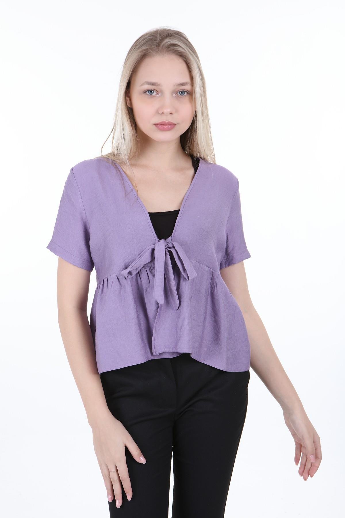 Bolero | Kimono | KapÖnden Bağlamalı Yarım Kollu Lila Rengi BolerodisentisÖnden Bağlamalı Yarım Kollu Lila Rengi Bolero