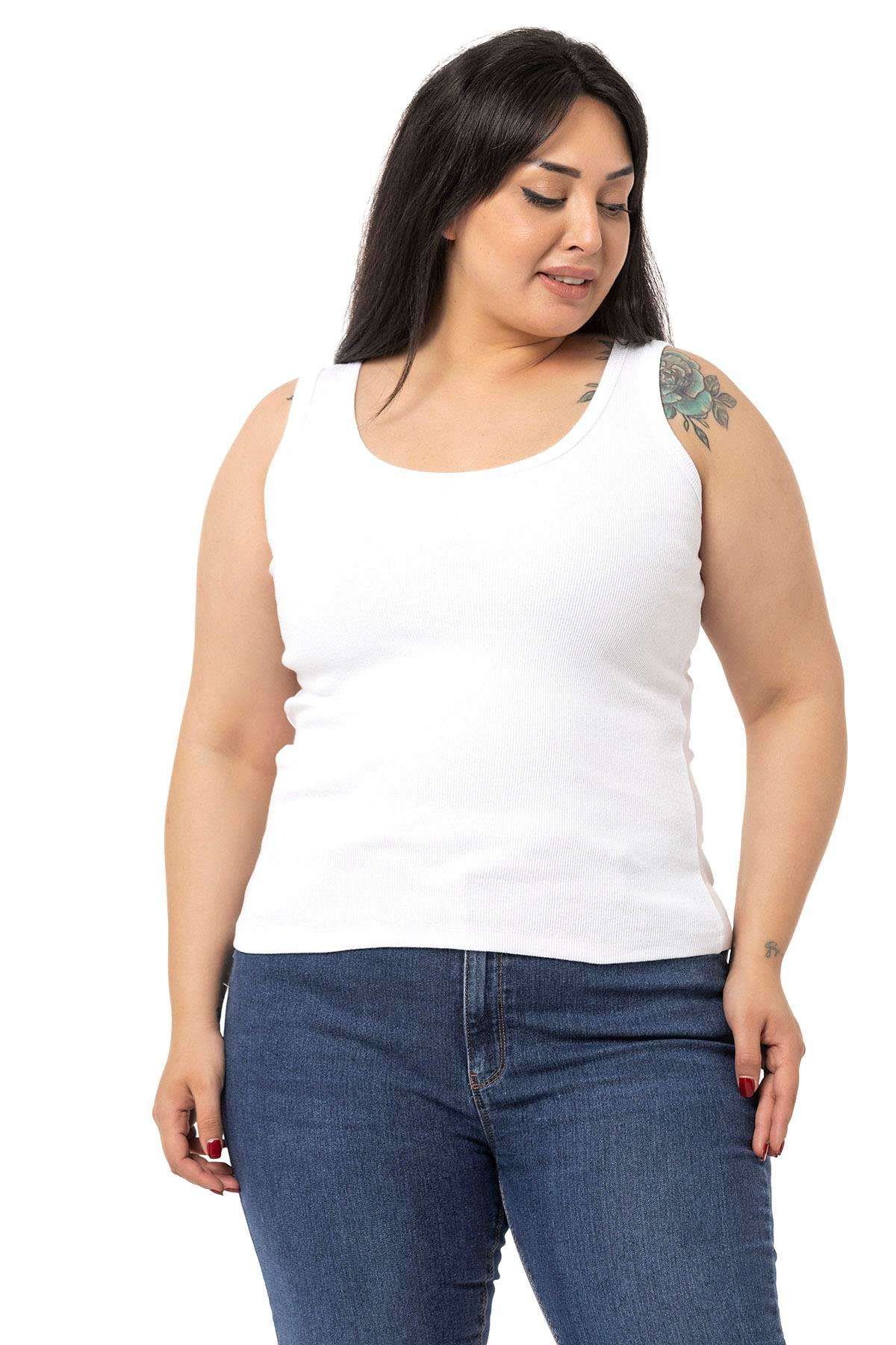 DISENTIS MODEST GENC BUYUK BEDEN FITILLI KASKORSE BODYDISENTIS MODESTBüyük Beden Askılı Fitilli Kaşkorse Beyaz Body