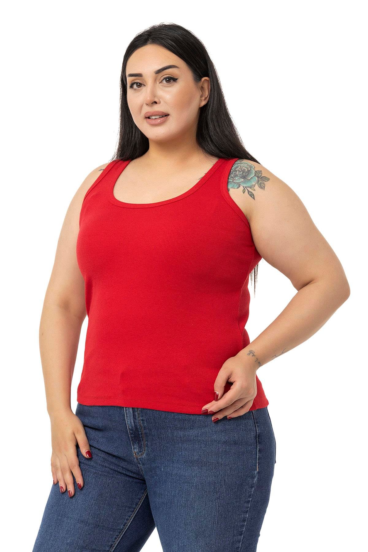 DISENTIS MODEST GENC BUYUK BEDEN FITILLI KASKORSE BODYDISENTIS MODESTBüyük Beden Askılı Fitilli Kaşkorse Kırmızı Body