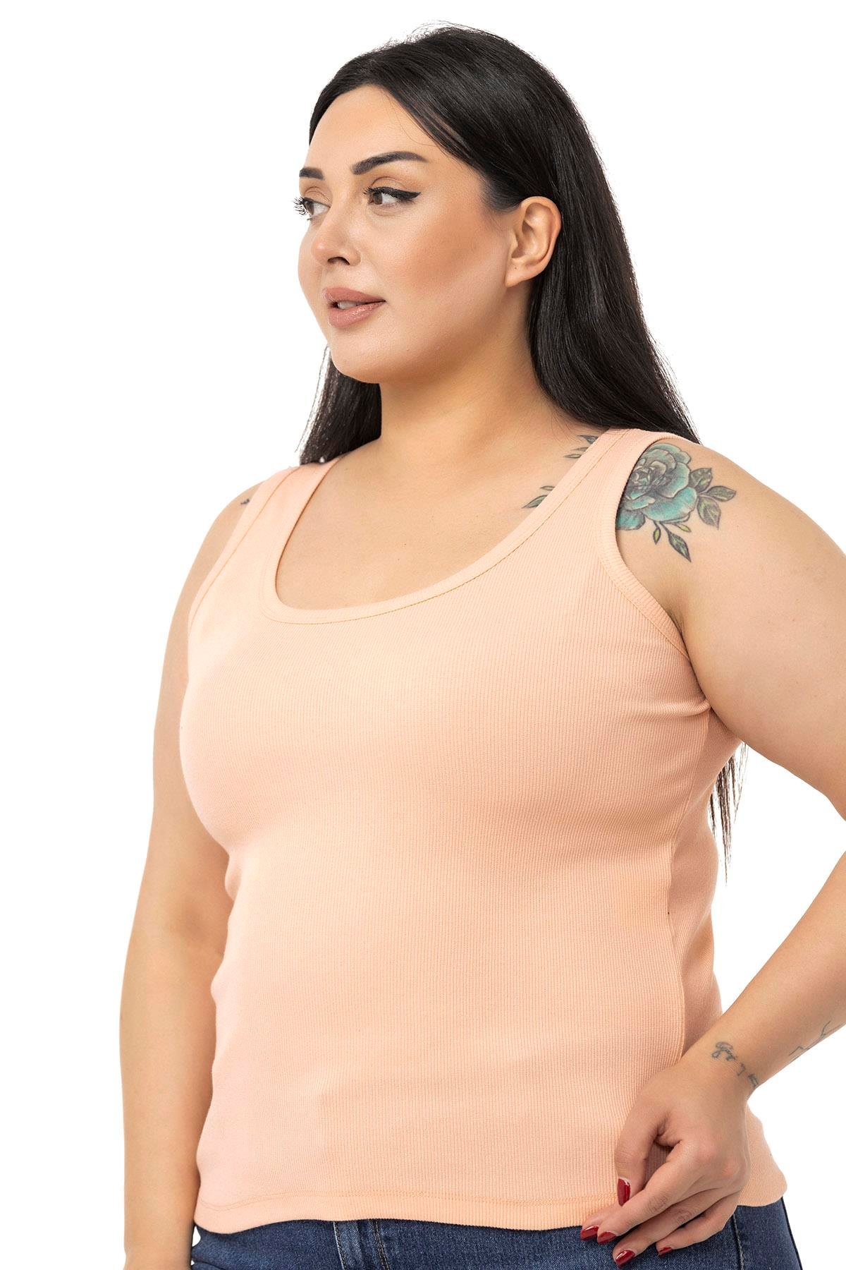 DISENTIS MODEST GENC BUYUK BEDEN FITILLI KASKORSE BODYDISENTIS MODESTBüyük Beden Askılı Fitilli Kaşkorse Somon Body