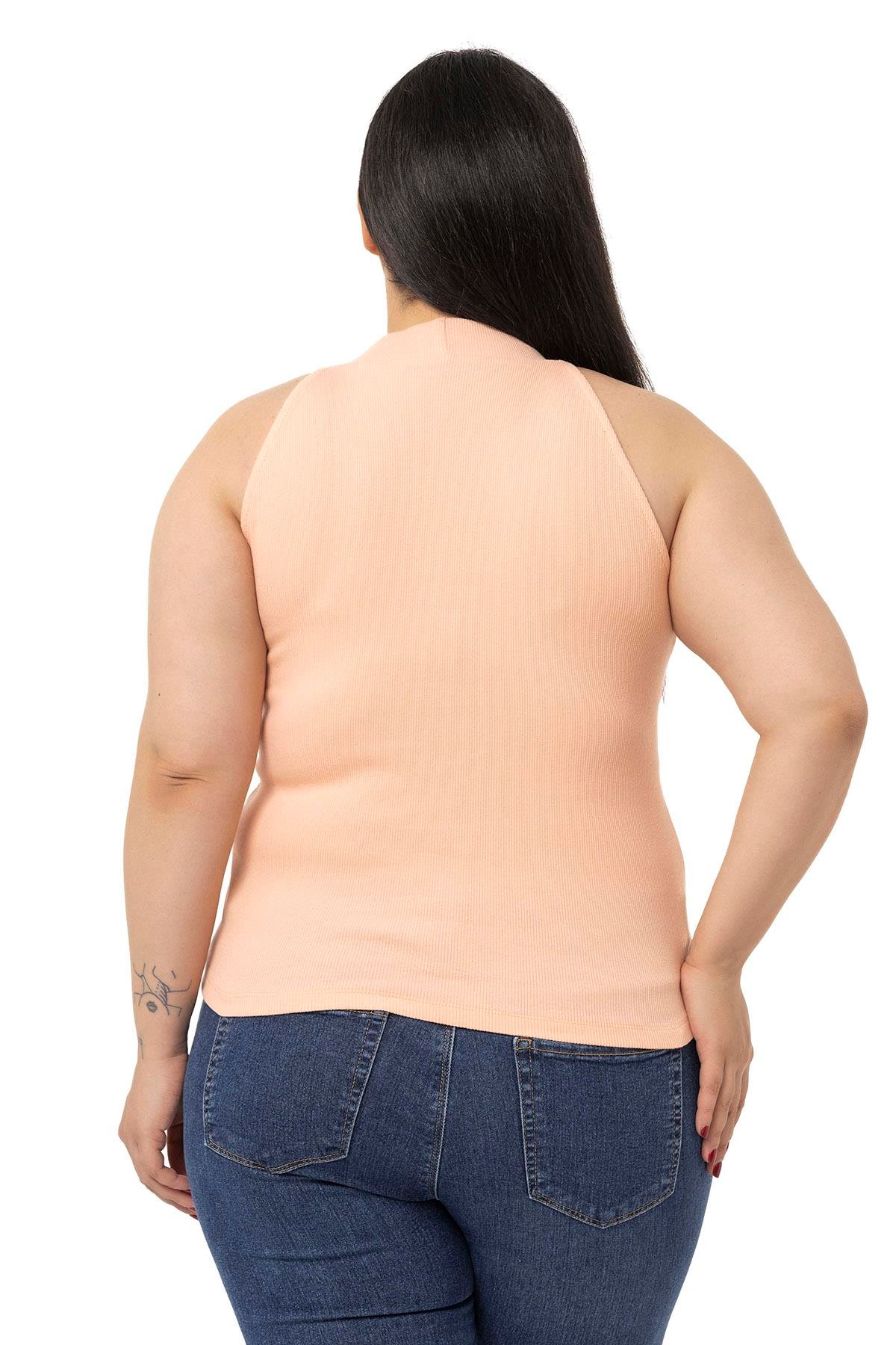 DISENTIS MODEST GENC BUYUK BEDEN KAŞKORSE YARIM BALIKCI HALTER YAKA BODYDISENTIS MODESTBüyük Beden Halter Yaka Yarım Balıkçı Fitilli Kaşkorse Somon Body