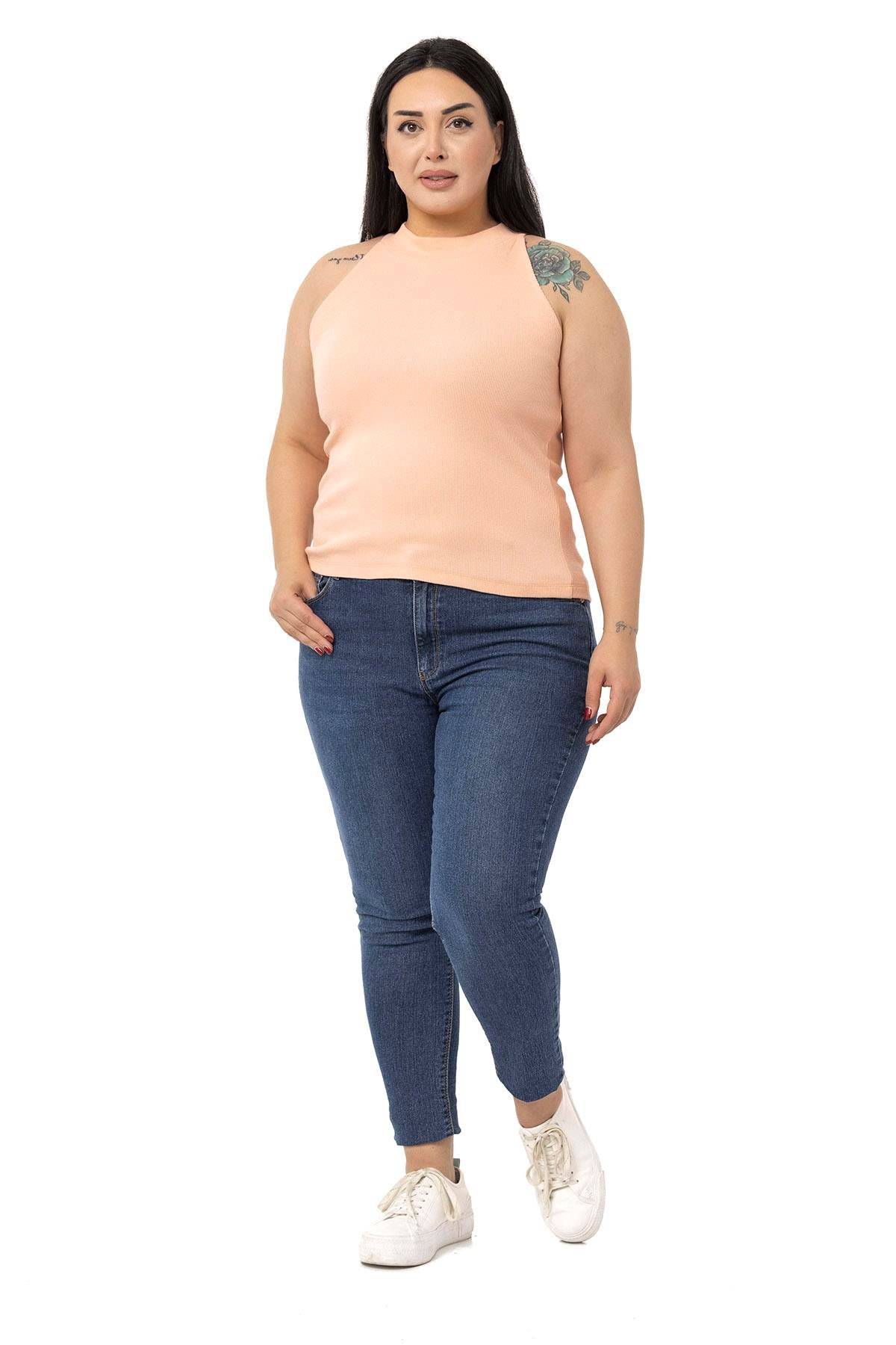 DISENTIS MODEST GENC BUYUK BEDEN KAŞKORSE YARIM BALIKCI HALTER YAKA BODYDISENTIS MODESTBüyük Beden Halter Yaka Yarım Balıkçı Fitilli Kaşkorse Somon Body