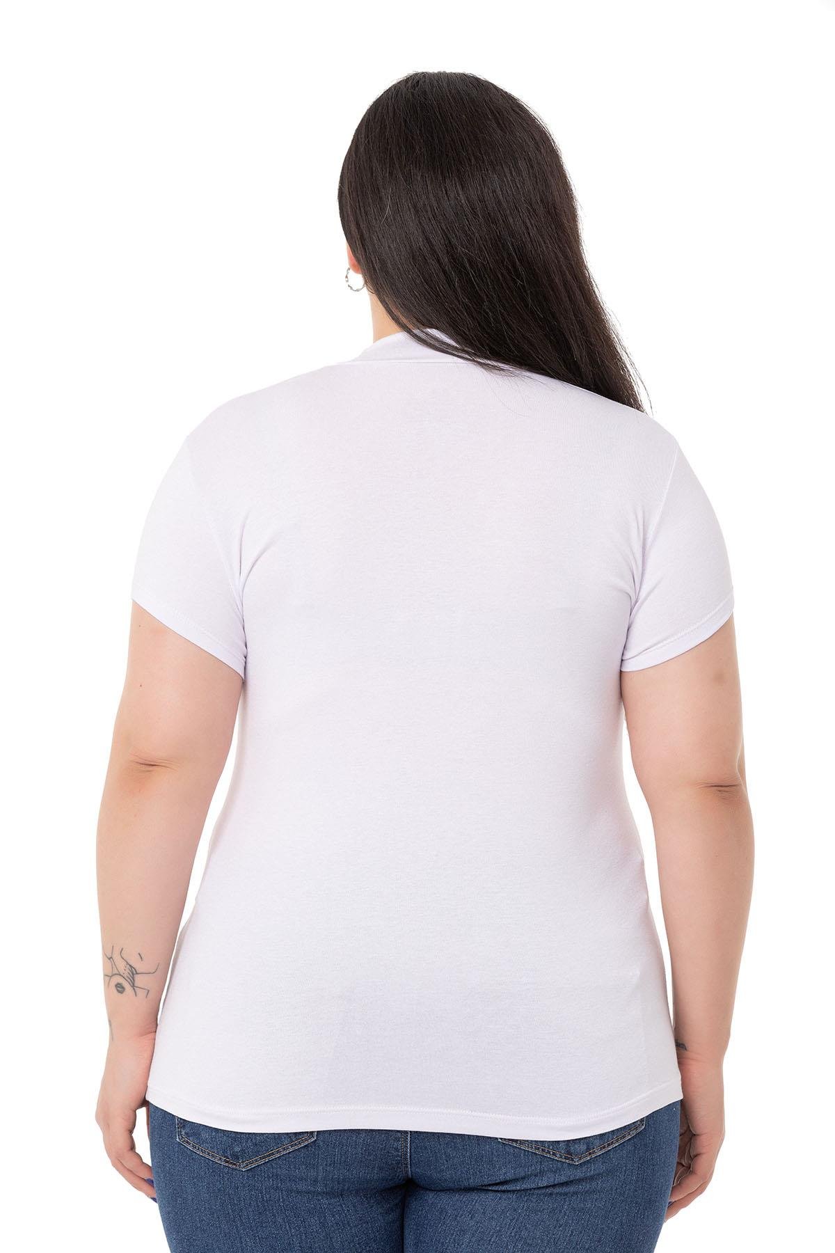 DISENTIS MODEST GENC BUYUK BEDEN BODY DISENTIS MODESTBüyük Beden Yarım Balıkçı Kısa Kollu Viskon Beyaz Body