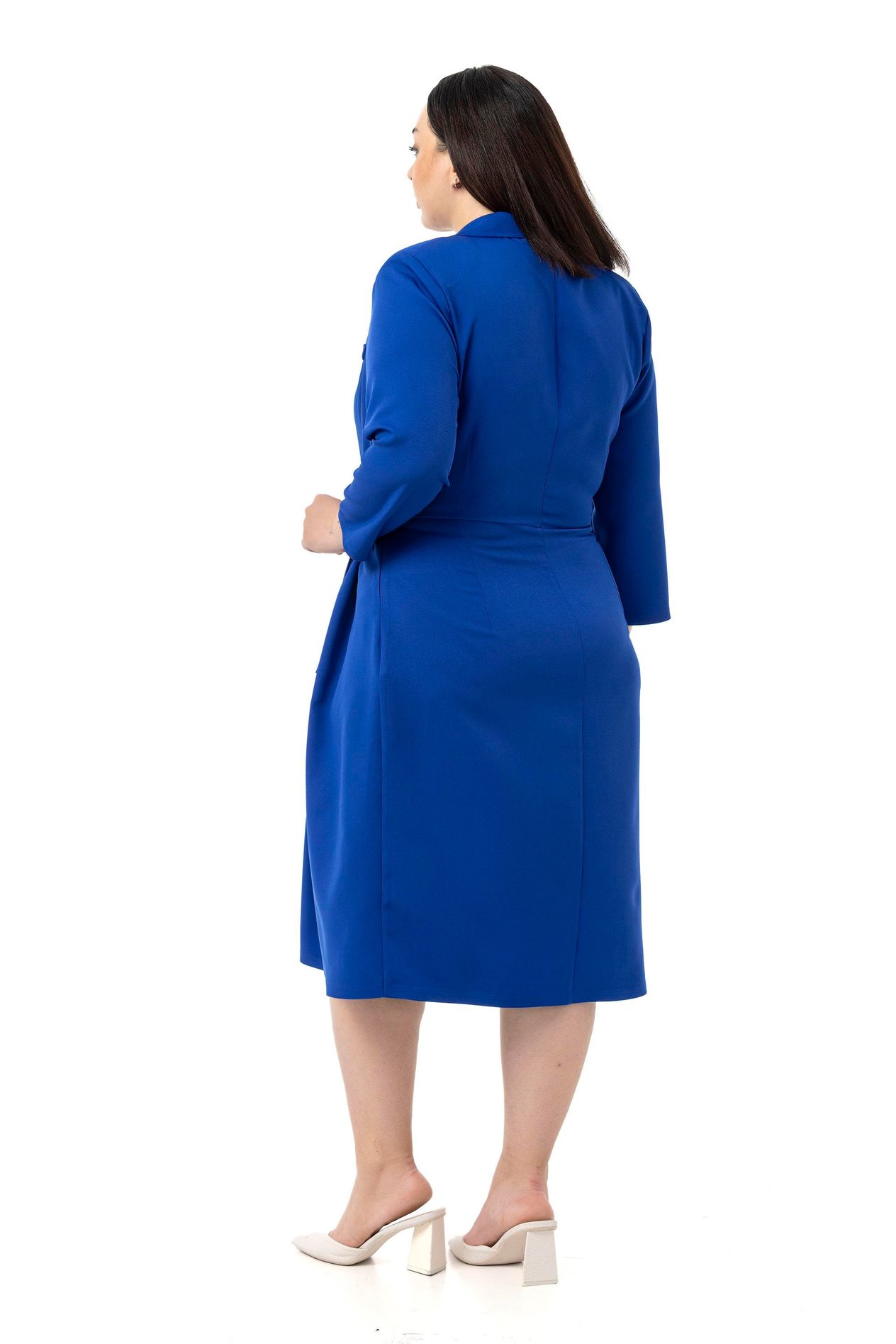DressesDisentis Modest Büyük Beden Kruvaze Yaka Truvakar Kol Pileli Midi Saks Mavi ElbiseDISENTIS MODESTBüyük Beden Kruvaze Yaka Truvakar Kol Pileli Midi Saks Mavi Elbise