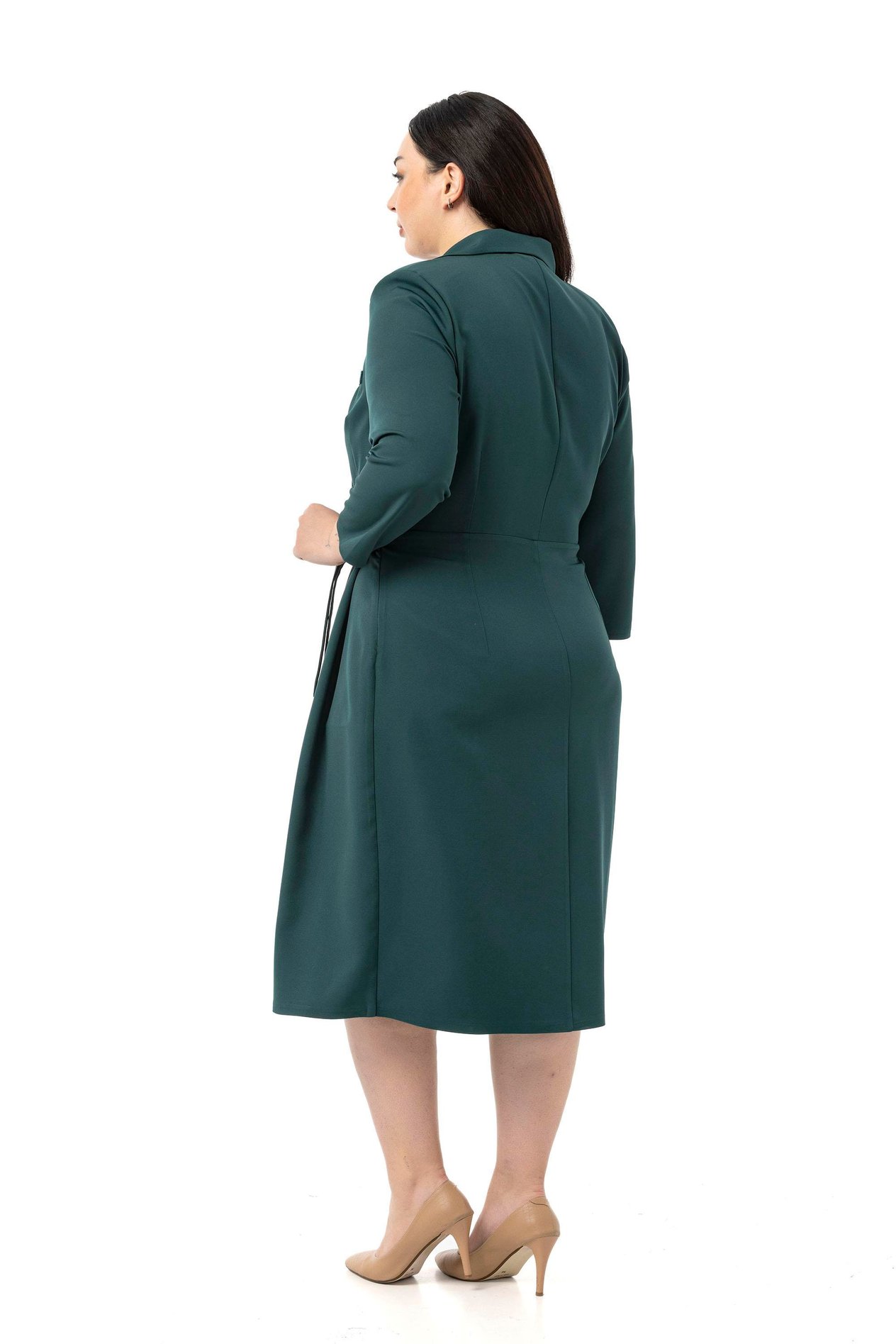 DressesDisentis Modest Büyük Beden Kruvaze Yaka Truvakar Kol Pileli Midi Zümrüt Yeşili ElbiseDISENTIS MODESTBüyük Beden Kruvaze Yaka Truvakar Kol Pileli Midi Zümrüt Yeşili Elbise