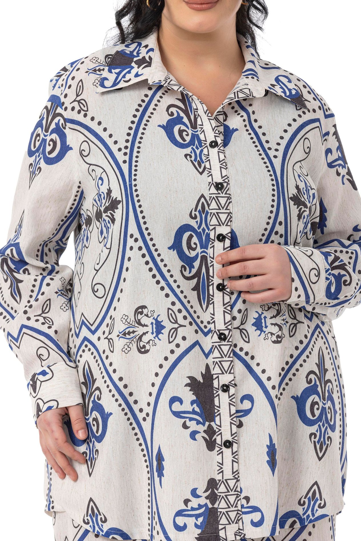 Shirt&Pants setsDisentis Modest Büyük Beden Baskılı Gömlek Pantolon Saks Mavisi İkili TakımDISENTIS MODESTBüyük Beden Baskılı Gömlek Pantolon Saks Mavisi İkili Takım