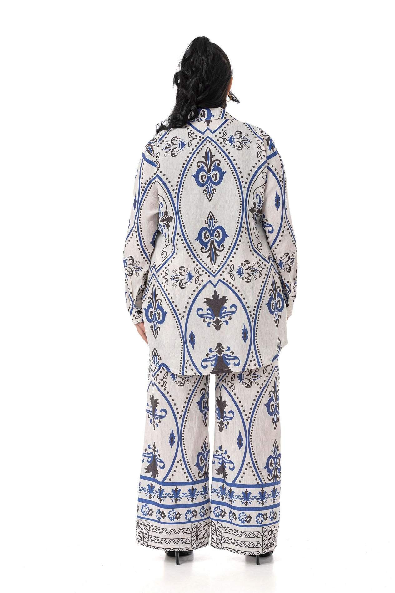 Shirt&Pants setsDisentis Modest Büyük Beden Baskılı Gömlek Pantolon Saks Mavisi İkili TakımDISENTIS MODESTBüyük Beden Baskılı Gömlek Pantolon Saks Mavisi İkili Takım