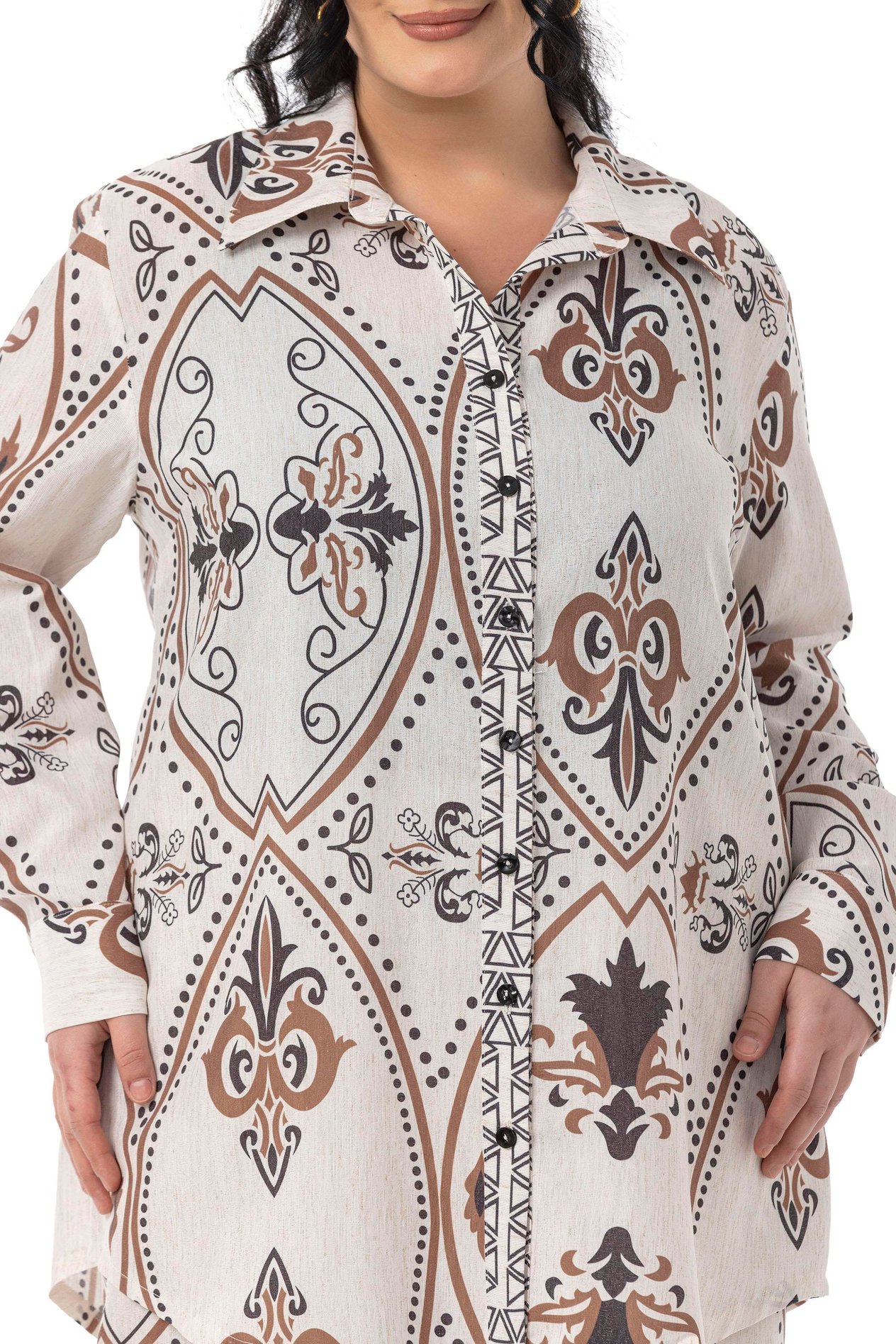 Shirt&Pants setsDisentis Modest Büyük Beden Baskılı Gömlek Pantolon Taba İkili TakımDISENTIS MODESTBüyük Beden Baskılı Gömlek Pantolon Taba İkili Takım