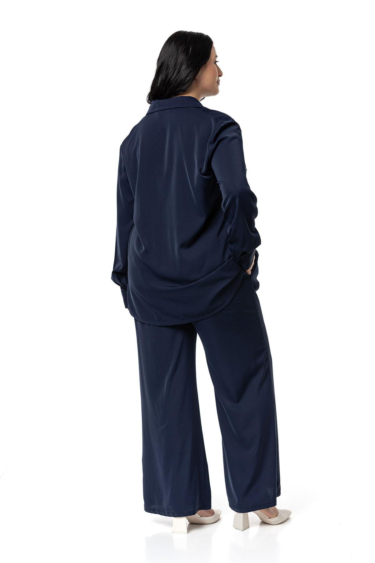 Shirt&Pants setsDisentis Modest Büyük Beden Biye Detaylı Gömlek Pantolon Lacivert İkili TakımDISENTIS MODESTBüyük Beden Biye Detaylı Gömlek Pantolon Lacivert İkili Takım