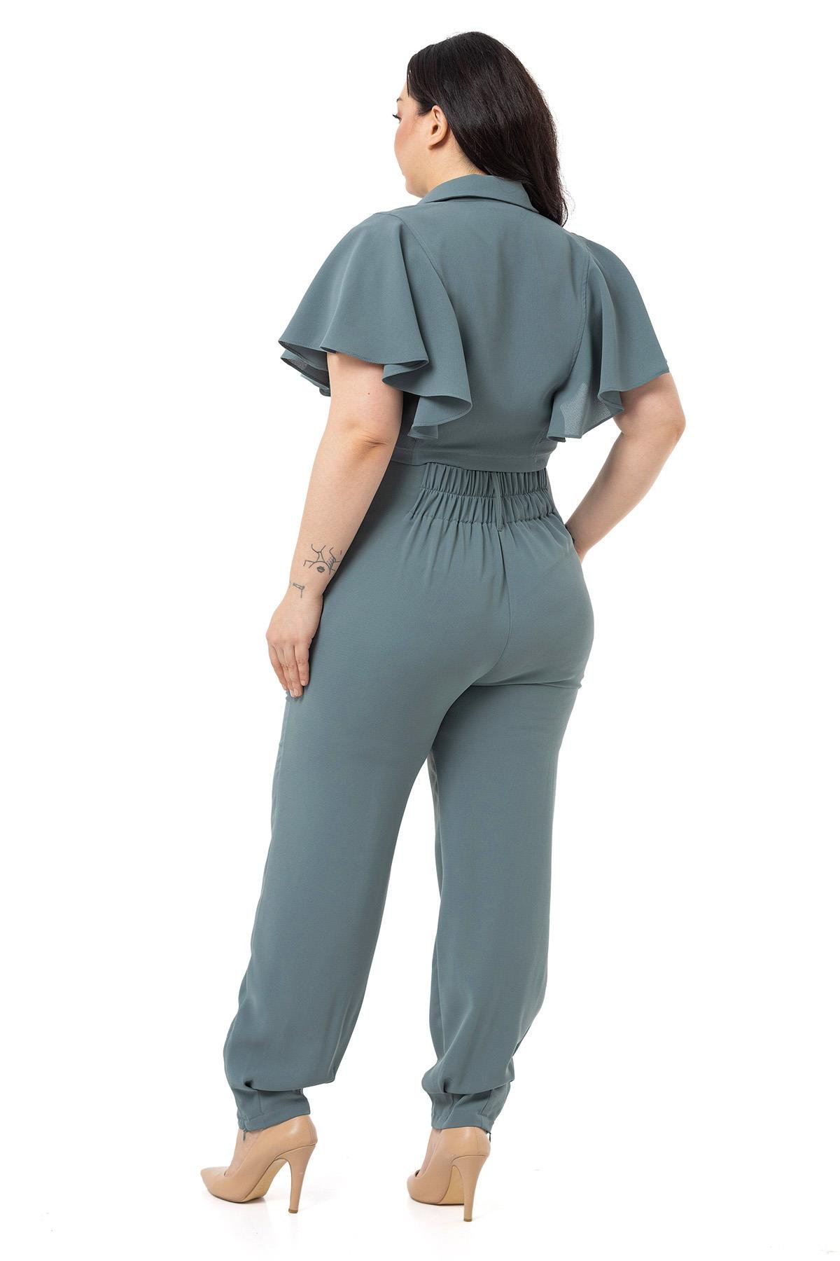 Gömlek | Pantolon TakımlarDisentis Modest Büyük Beden Crop Gömlek Pantolon Haki İkili TakımDISENTIS MODESTBüyük Beden Crop Gömlek Pantolon Haki İkili Takım