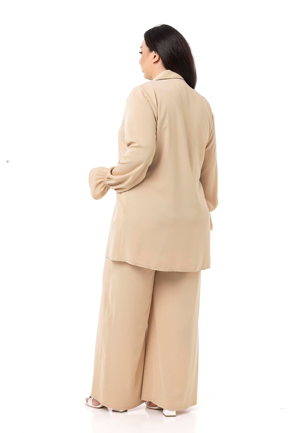 Gömlek | Pantolon TakımlarDisentis Modest Büyük Beden Rahat Kesim Gömlek Pantolon Bej Rengi İkili TakımDISENTIS MODESTBüyük Beden Rahat Kesim Gömlek Pantolon Bej Rengi İkili Takım