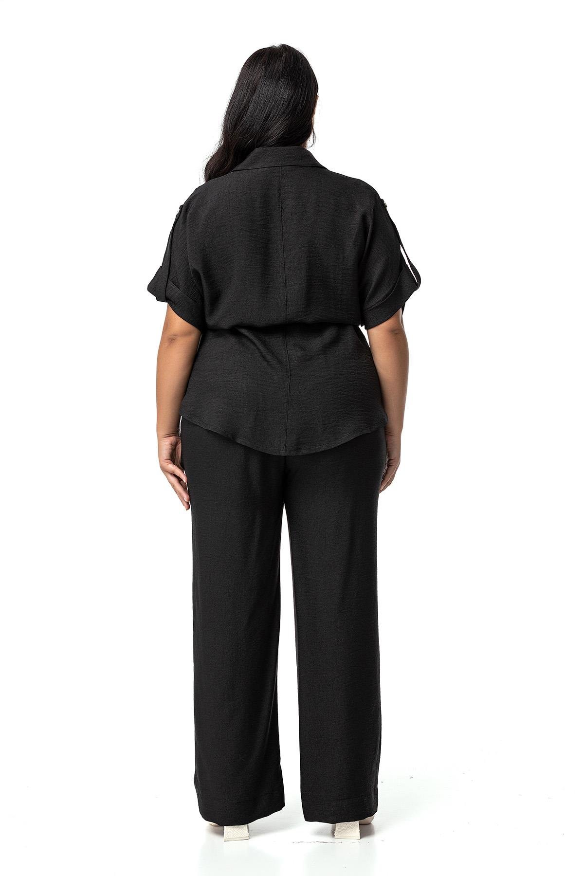 Shirt&Pants setsDisentis Modest Büyük Beden Yarım Kol Gömlek Pantolon Siyah İkili TakımDISENTIS MODESTBüyük Beden Yarım Kol Gömlek Pantolon Siyah İkili Takım