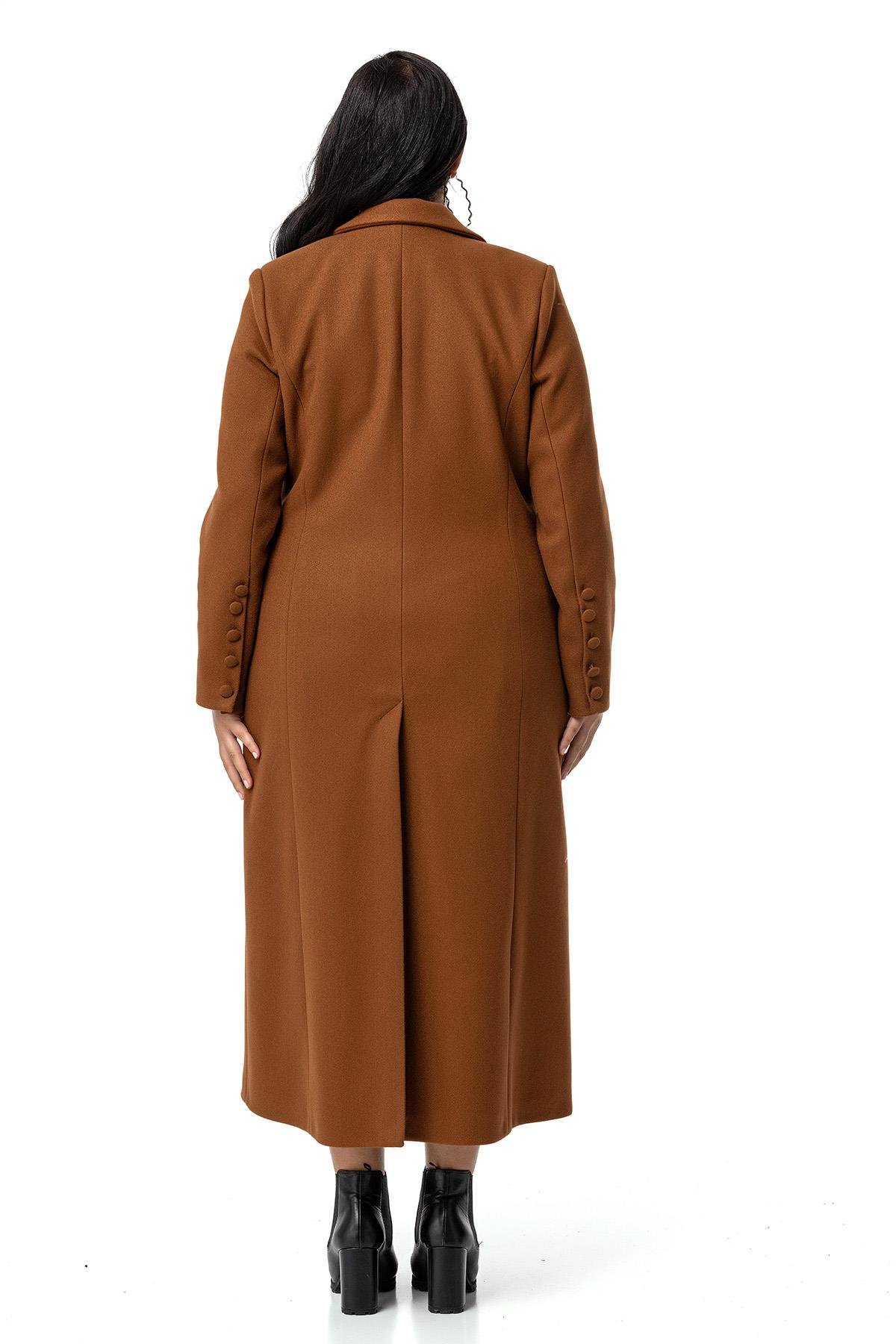 CoatsDisentis Modest Büyük Beden Kaplama Düğmeli Cepli Astarlı Uzun Kahverengi Kaşe KabanDISENTIS MODESTBüyük Beden Kaplama Düğmeli Cepli Astarlı Uzun Kahverengi Kaşe Kaban