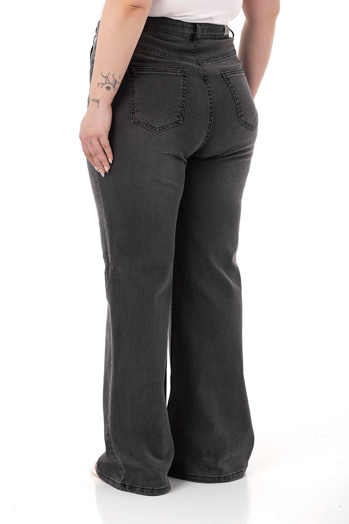 PantolonDisentis Modest Büyük Beden Yüksek Bel İspanyol Paça Antrasit Denim PantolonDISENTIS MODESTBüyük Beden Yüksek Bel İspanyol Paça Antrasit Denim Pantolon