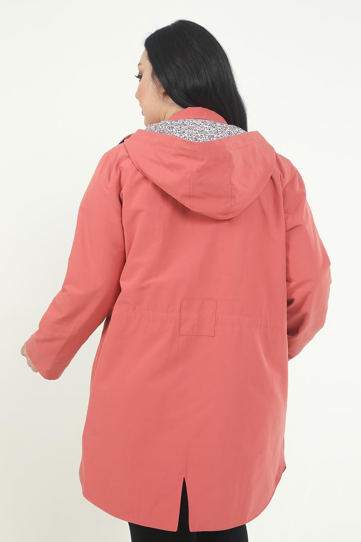 TEK KALANLARDisentis Modest Kapüşonlu Beli Tünelli Fermuar Cepli Çıtçıtlı Astarlı Gül Kurusu Trençkot DISENTIS MODESTBüyük Beden Kapüşonlu Beli Tünelli Fermuar Cepli Çıtçıtlı Astarlı Gül Kurusu Trençkot 