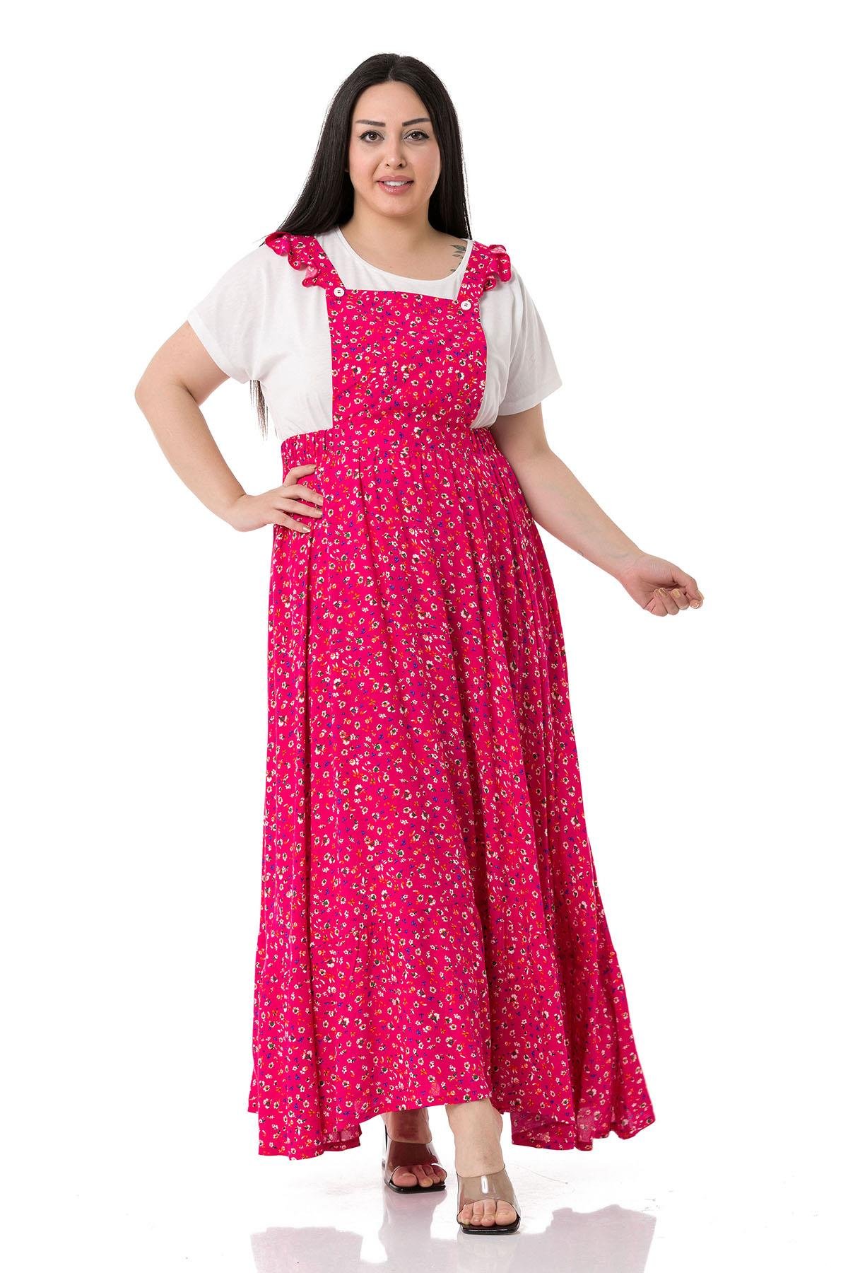 TEK KALANLARDisentis Modest Salopet Model Maksi Boy Pembe ElbiseDISENTIS MODESTBüyük Beden Salopet Model Maksi Boy Pembe Elbise