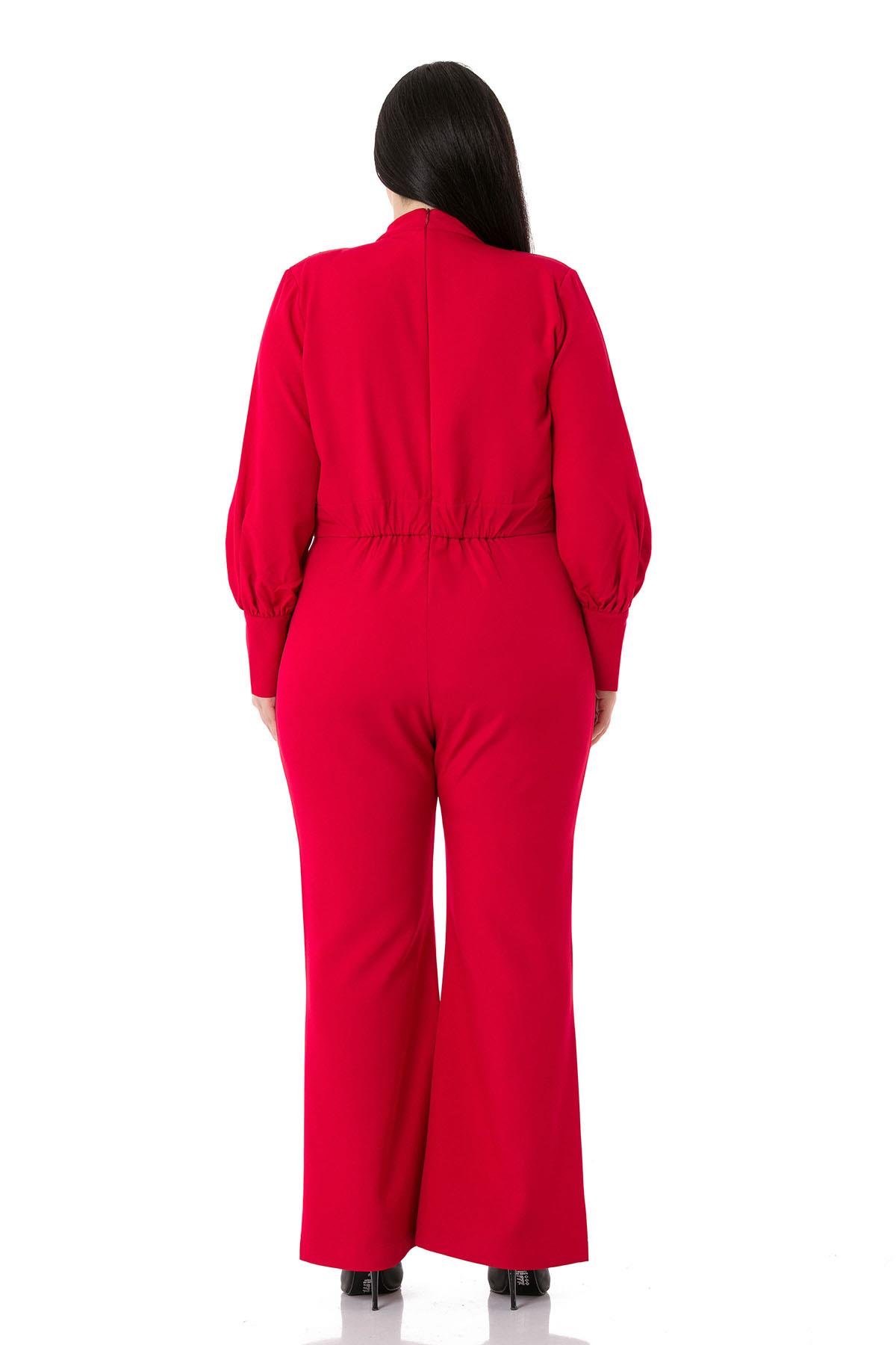TEK KALANLARDisentis Modest Yakası Pencere Detaylı Beli Lastikli Arkası Fermuarlı Uzun Kollu Kırmızı TulumDISENTIS MODESTBüyük Beden Yakası Pencere Detaylı Beli Lastikli Arkası Fermuarlı Uzun Kollu Kırmızı Tulum