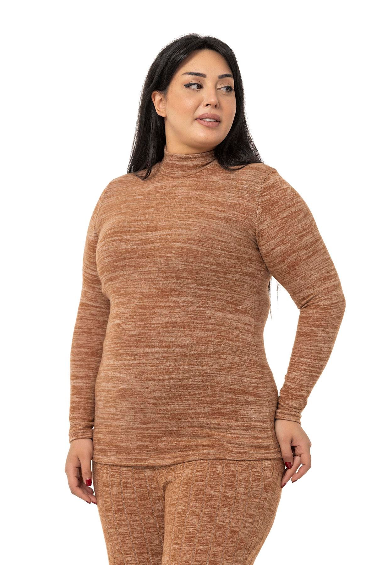 TopsDISENTIS, BUYUK BEDEN, GENC BUYUK BEDEN, BODY, TRIKO BODY, DISENTIS MODESTDISENTIS MODESTBüyük Beden Yarım Balıkçı Uzun Kollu Triko Kahverengi Body