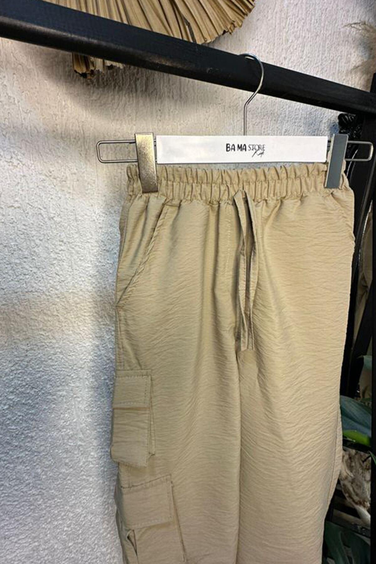 Paraşüt Kumaş Pantolon Kahve