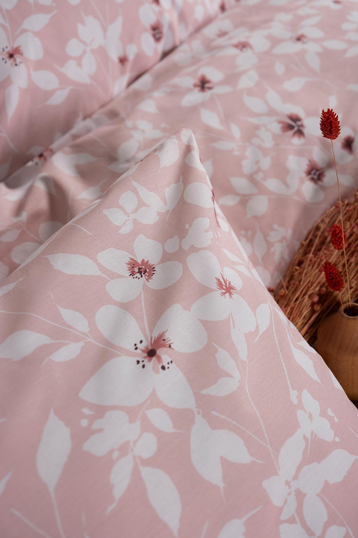 Ranforce Çift Kişilik Nevresim Takımı Flowery Pembe