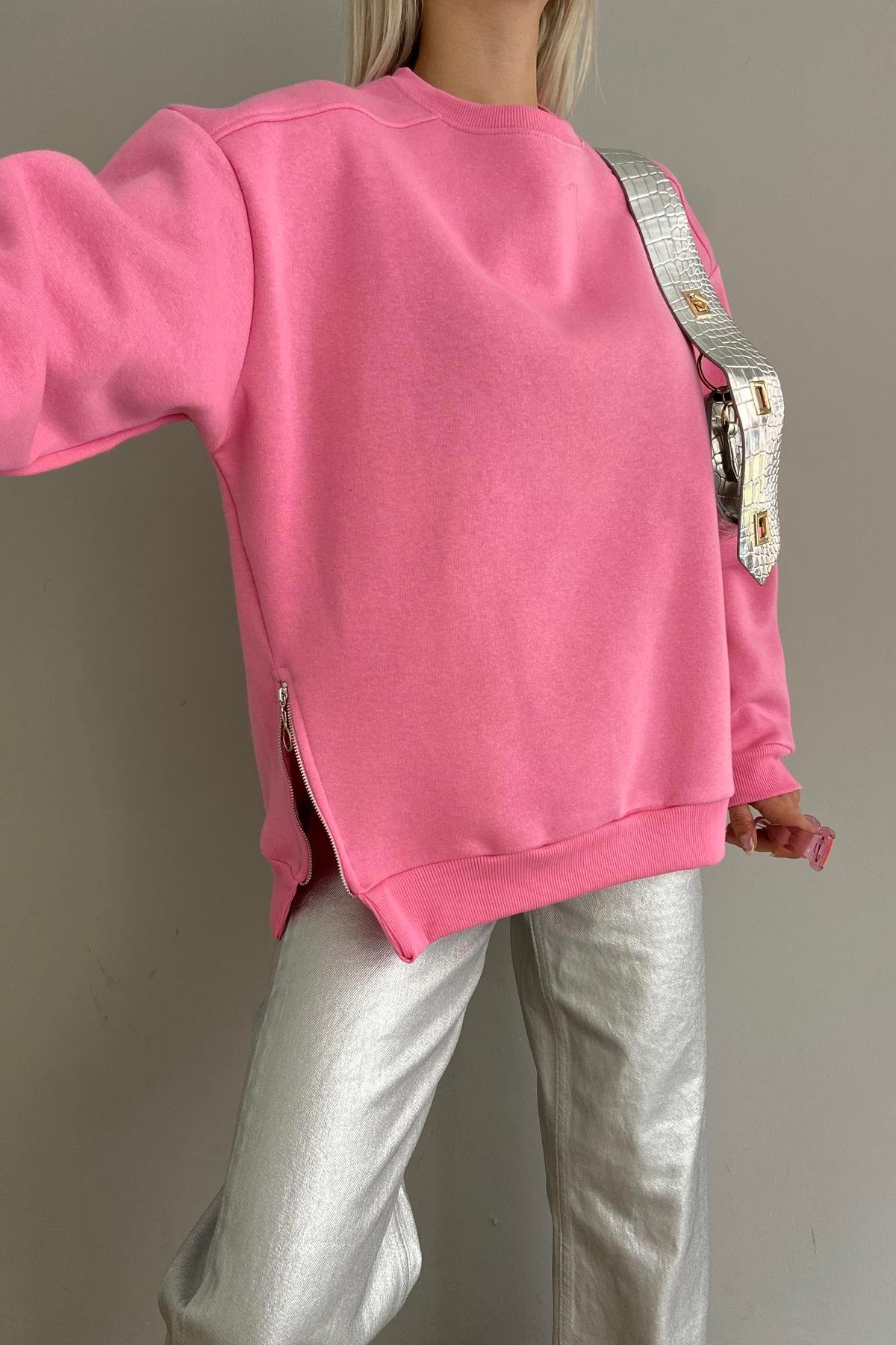 BİSİKLET YAKA FERMUAR DETAYLI SWEATSHIRT