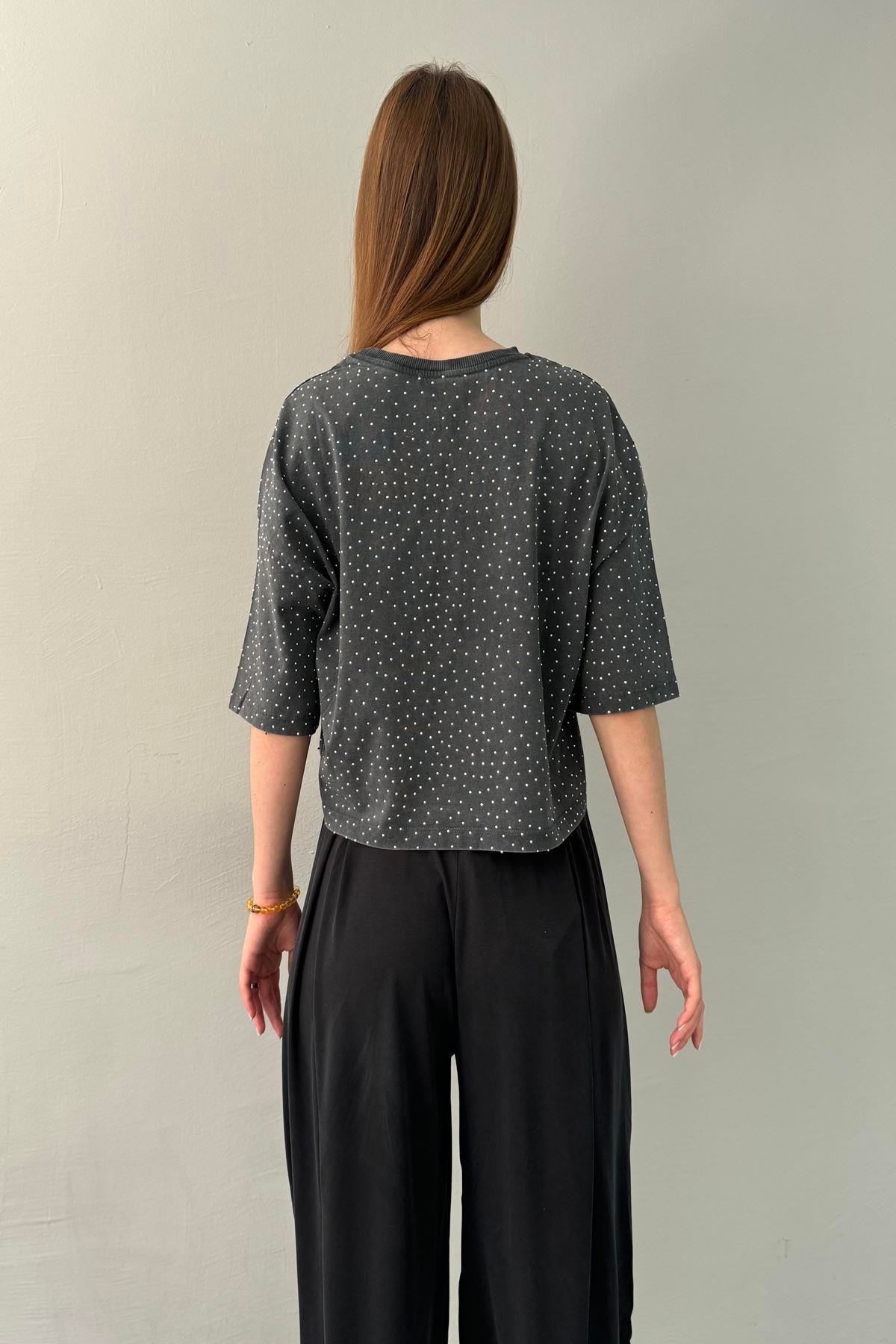 TAŞ BASKILI CROP TOP