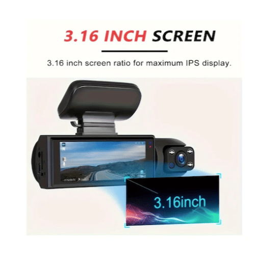 1080p Çift Kamera, Arabalar İçin Araç Kamerası, Ön Ve İç, Ir Gece Görüşlü, 8,03 Cm Ips Ekranlı Döngü Kayıt