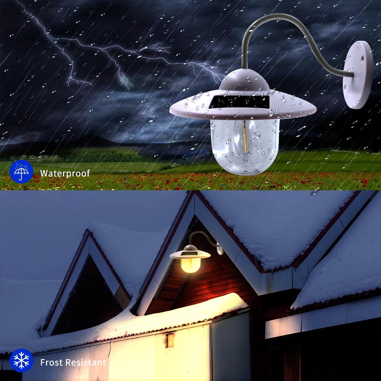 2 Parça Set Dış Mekan İçin Vintage Güneş Enerjili Led Duvar Lambası