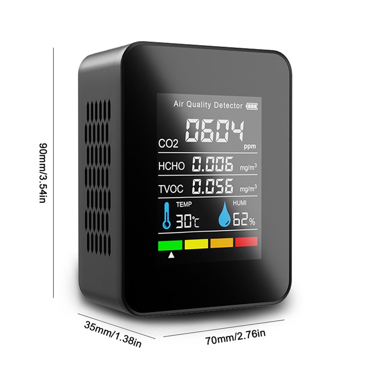 5 in 1 CO2 Dijital Termometre Nem Test Cihazı Karbon Dioksit Tvoc Hcho Hava Kalitesi Monitörü