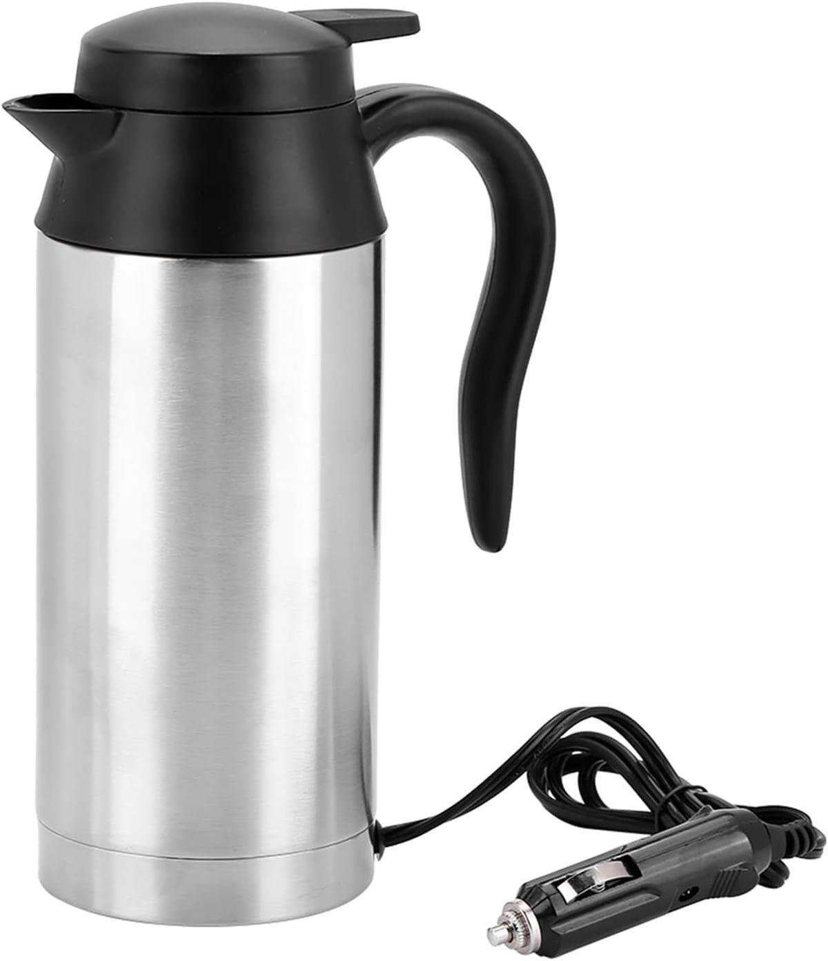 750ml Taşınabilir Paslanmaz Araba Elektrikli Su Isıtıcısı Gümüş 12V/120W