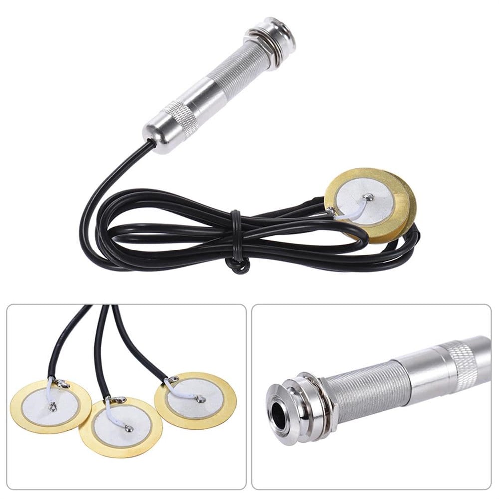 Akustik Yaylı Enstrüman Piezo Pick-Up 3 Başlıklı Dönüştürücü 6.35mm Jak