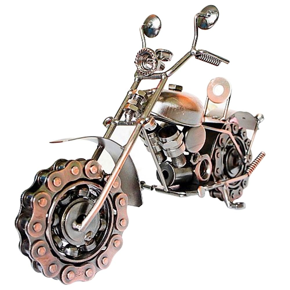 Dekoratif Metal Zincir Tekerlekli Motosiklet  Modeli -  Bronz