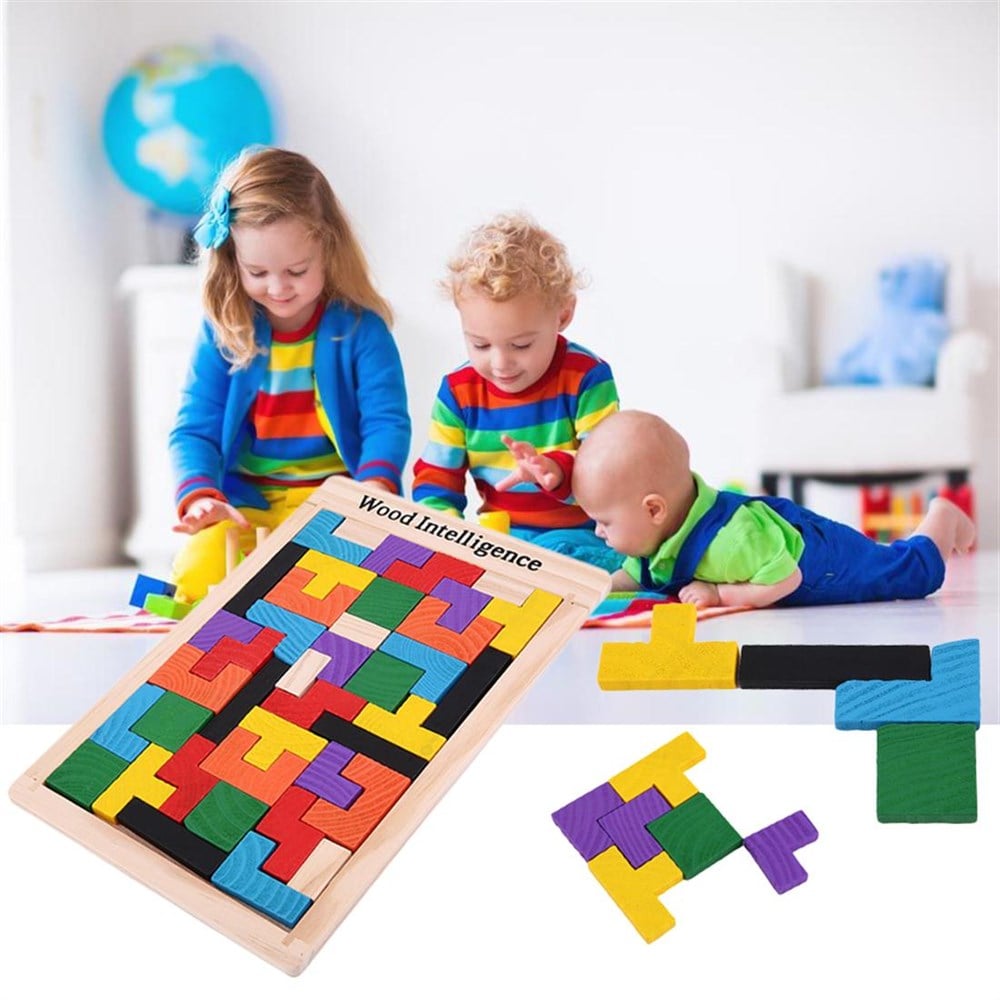 Eğitici Renkli Ahşap Tetris Oyuncağı