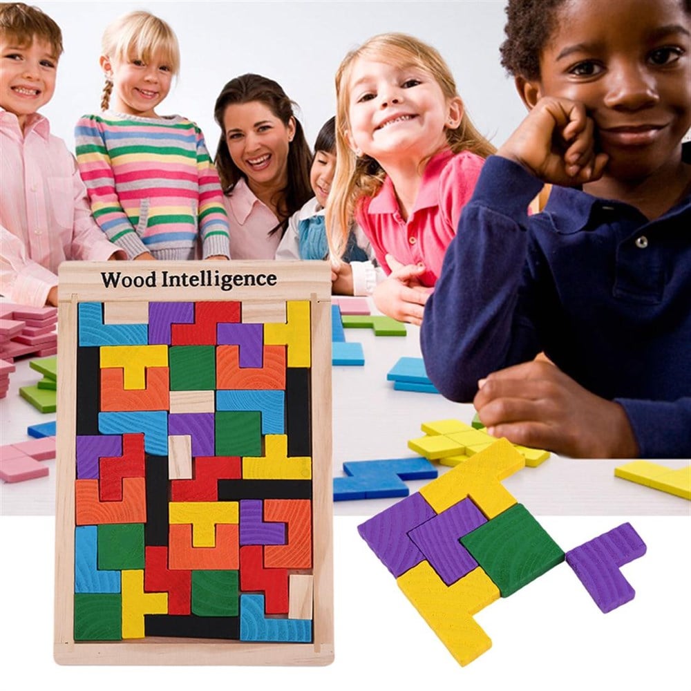 Eğitici Renkli Ahşap Tetris Oyuncağı