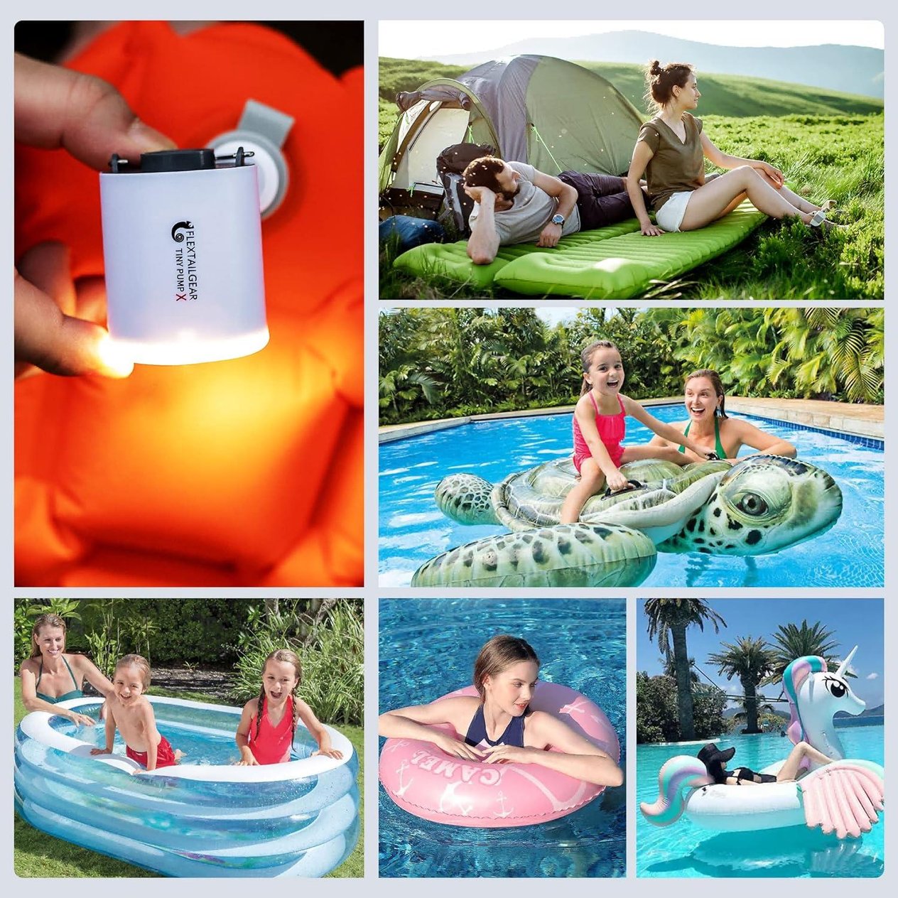 FLEXTAILGEAR Taşınabilir Ultra Mini Hava Pompası ve Şarj Edilebilir Kamp Işığı