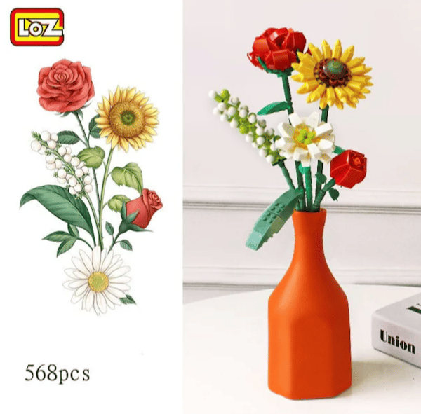 Loz Mini Ebedi Çiçekler Yapı Blokları 3'ü 1 Arada Buket Seti 