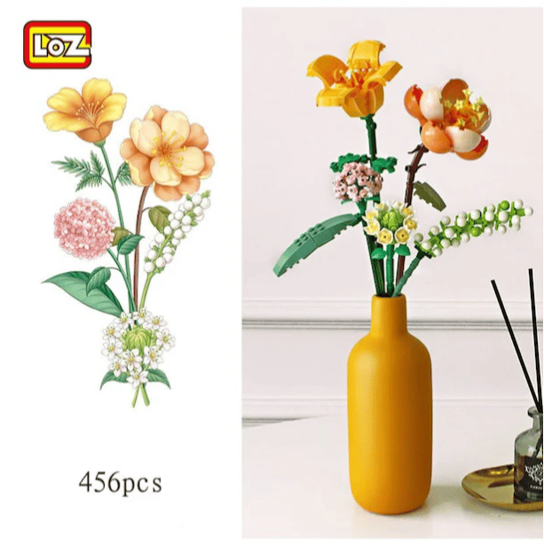 Loz Mini Ebedi Çiçekler Yapı Blokları 3'ü 1 Arada Buket Seti 