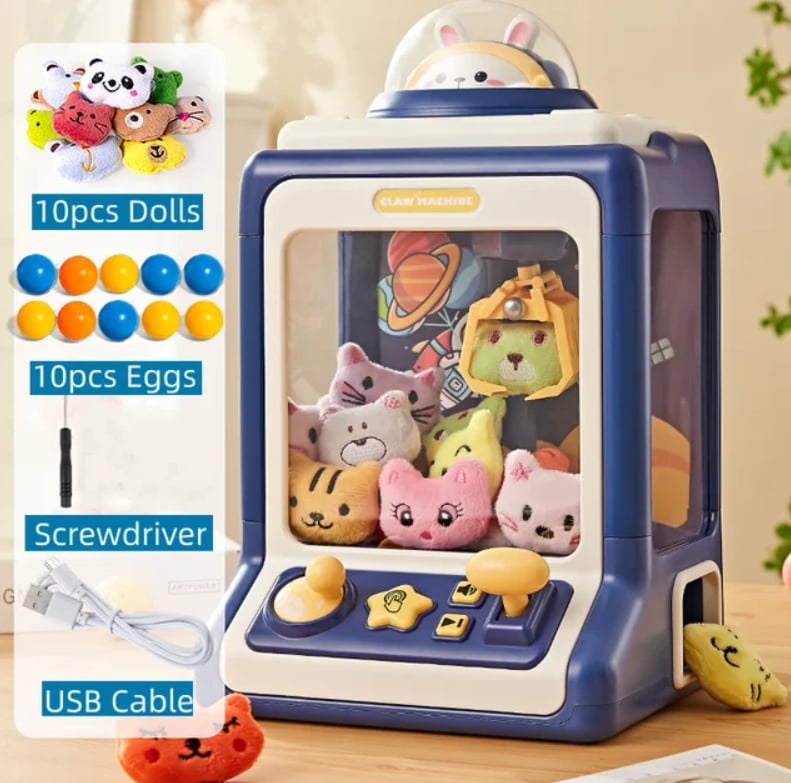 Otomatik bebek makine oyuncak çocuklar için Mini karikatür sikke isletilen oyun pençeli vinç makineleri ile hafif müzik çocuk oyuncagi