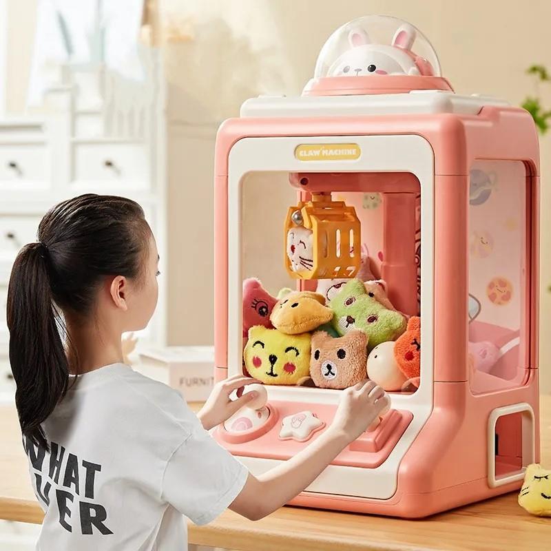 Otomatik bebek makine oyuncak çocuklar için Mini karikatür sikke isletilen oyun pençeli vinç makineleri ile hafif müzik çocuk oyuncagi