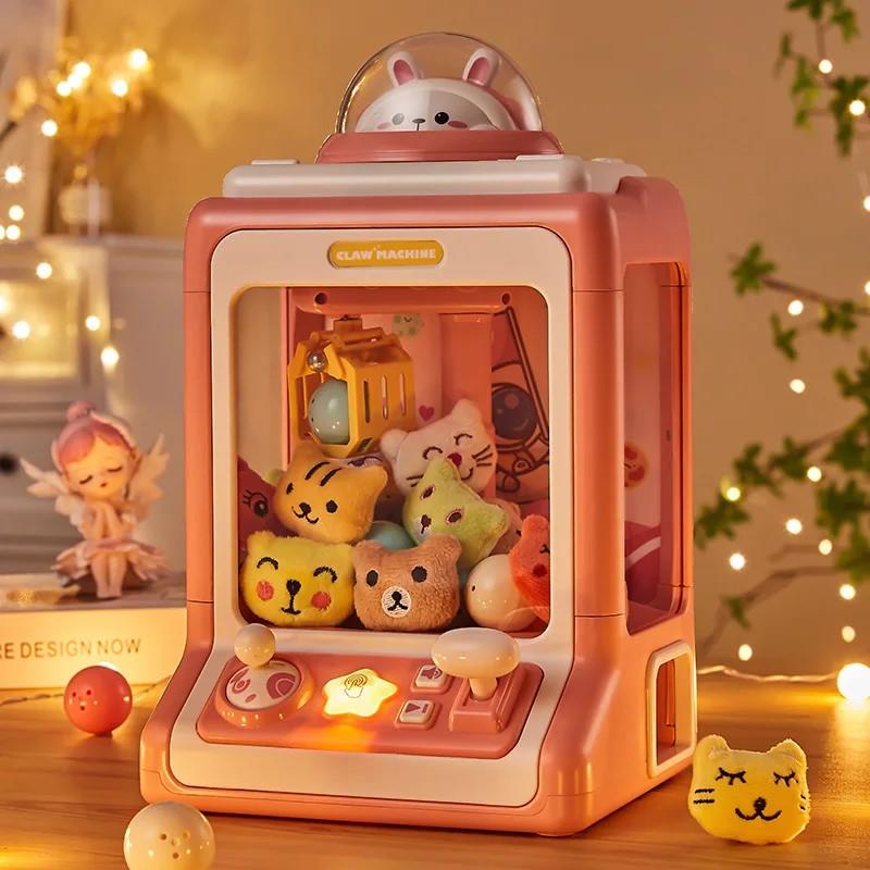 Otomatik bebek makine oyuncak çocuklar için Mini karikatür sikke isletilen oyun pençeli vinç makineleri ile hafif müzik çocuk oyuncagi