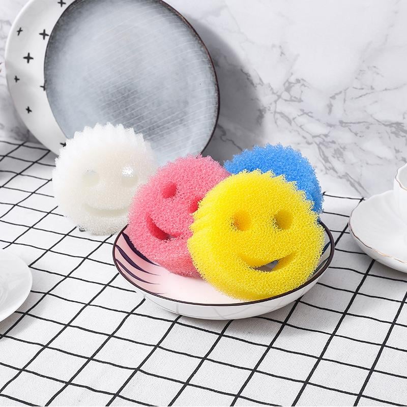 Smiley sünger, temizlik süngeri, doku değişimi, çizilmeyen bulaşık süngeri, mutfak, kokusuz, tencere süngeri, bulaşık makinesinde yıkanabilir, 2'li paket 