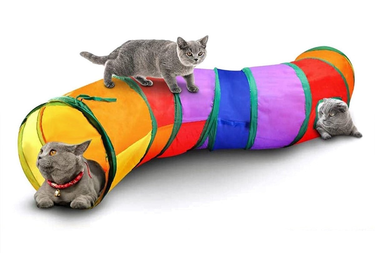 Tcherchi Gökkuşağı S-Şekilli Kedi Tüneli Oyuncaklar Viraj Pet