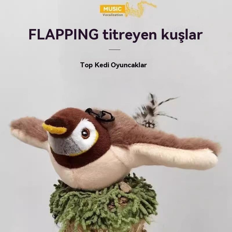 Tcherchi İnteraktif Kedi Oyuncakları Şarj Edilebilir Uçan Kuş Kedi Peluş Oyuncak