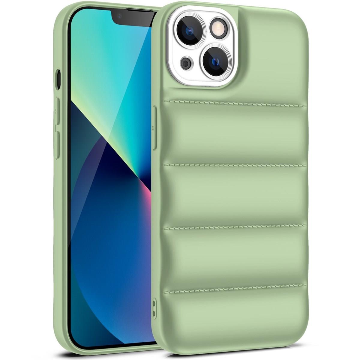 Tcherchi iPhone Uyumlu Kılıf Kamera Korumalı Dikiş Yumuşak Renkli Şişme Silikon Kılıf Sadece Kılıf