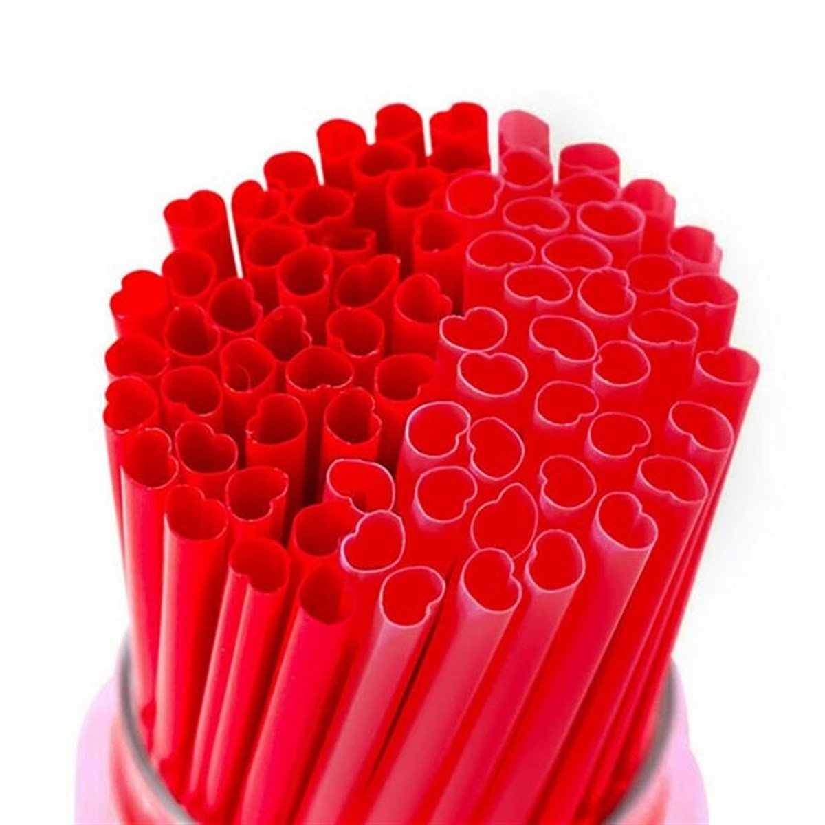 Tcherchi Kalp Şeklinde 100 Adet Tek Kullanımlık Plastik Pipet