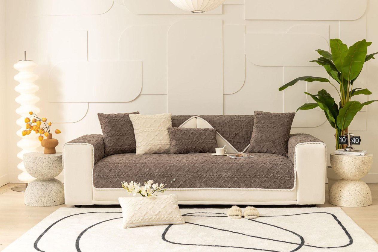 Tcherchi Peluş Kanepe Minimalist Oturma Odası Kaymaz Koltuk Örtüsü 90 X 180