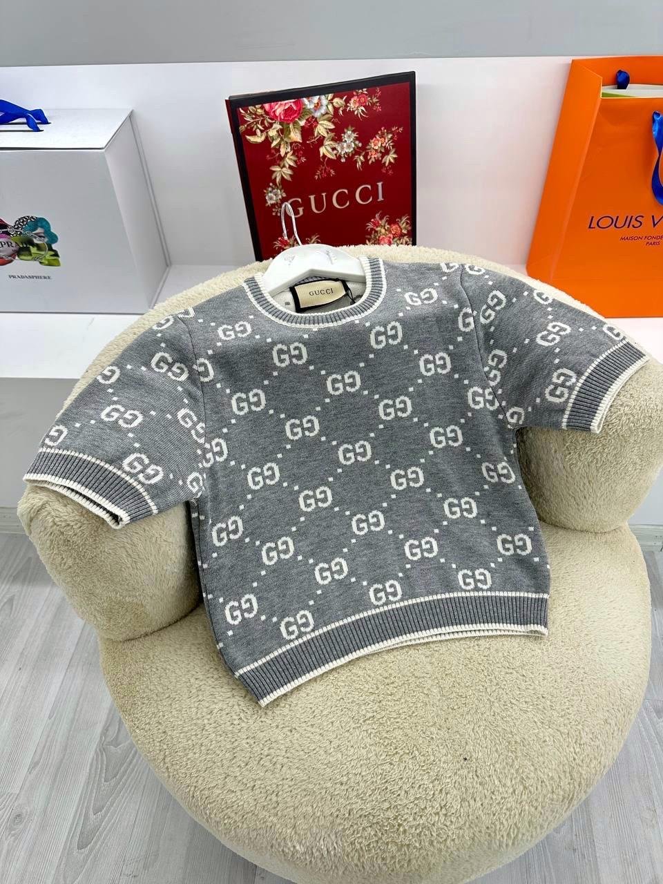 YENİ SEZON GUCCİ GRİ TRİKO TSHİRT